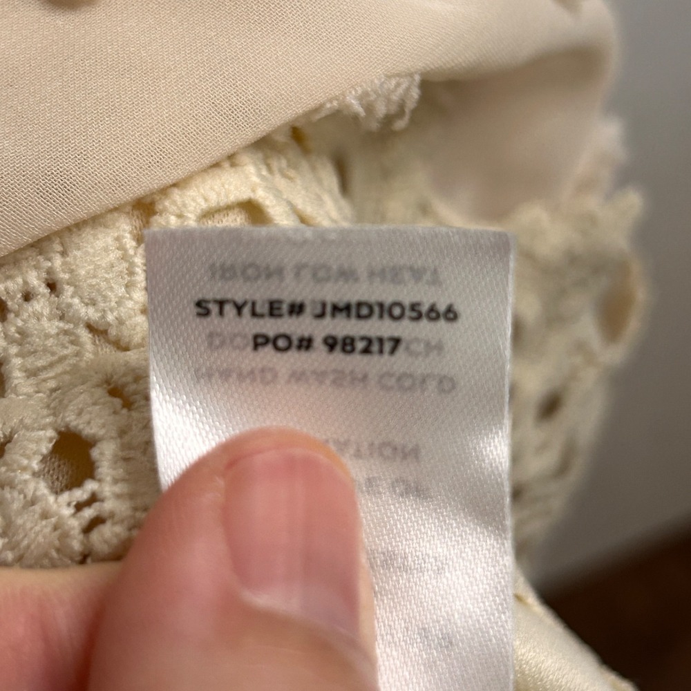 Lulus Lust or Love Dress Size‎ M Cream Embroidered Crochet Lace Sheer Mini Boho - Picture 6 of 12